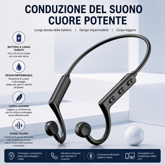 Auricolari a Conduzione Ossea Wireless Open-Ear